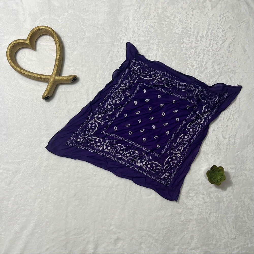 Purple Bandana with White Paisley Design